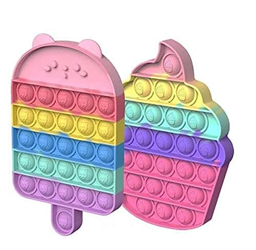 AJT Play 2 in 1 Ice Cream Rainbow Push Pop Bubble Fidget Sensory Toy Stress Relief Toy Fidget Toy Sensory Toys for Girls Boys (Multi)