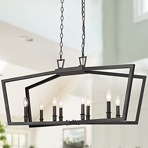 KSANA Black Chandelier, Modern 8 Lights Metal Light Fixture for Dining Room and Kitchen Island