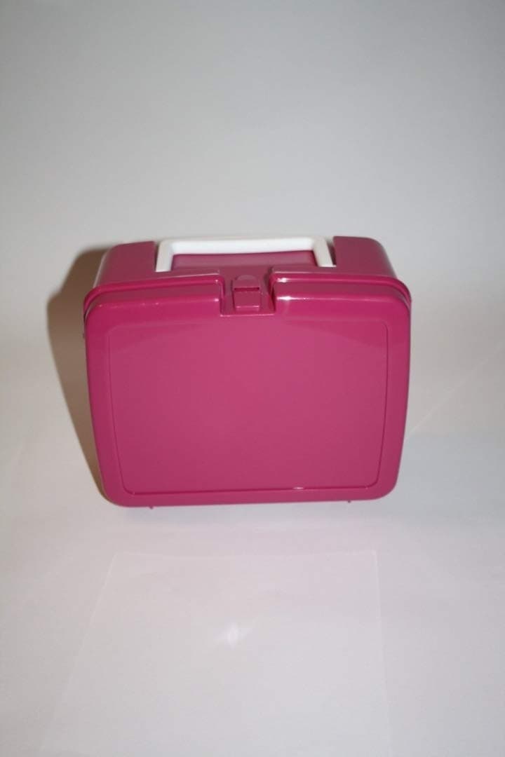 Cerise Pink Lunchbox with White Handle