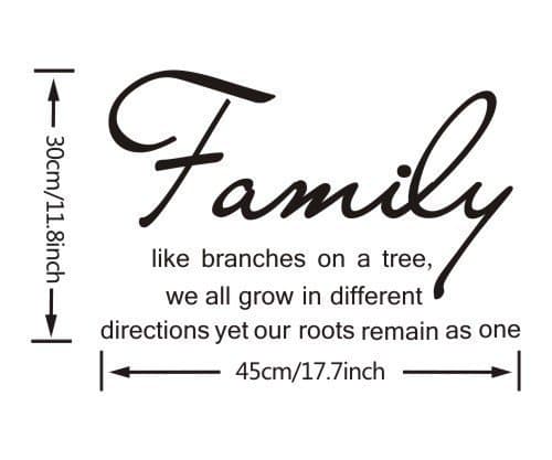 Apexshell Family Like Branches on a Tree Life Quote Wall Sticker for Sitting Room Wall Decor Decal
