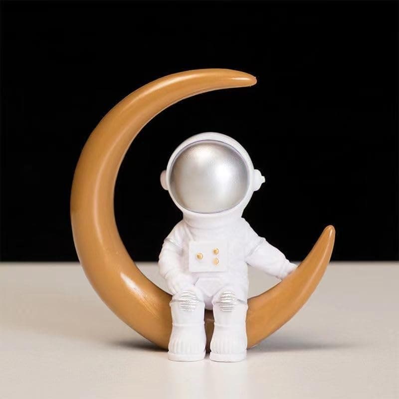 Silver White Astronaut Statues Set of 4, Spaceman Sculptures Figurines Space Theme Decor for Room Shelf Desk Cake Toppers