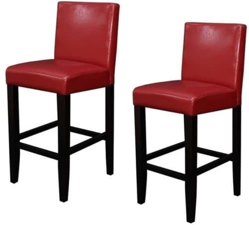 Lana45 Set of 2 Villa Faux Leather Red Upholstery Counter Stools Kitchen Bar Decor Comfortable