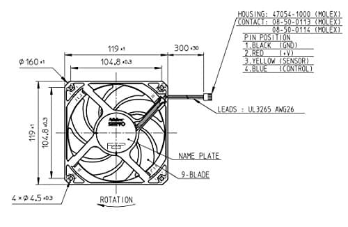 Nidec Servo GentleTyphoon 120mm Case Fan 2150 RPM PWM Fan D1225C12B6ZPA-64