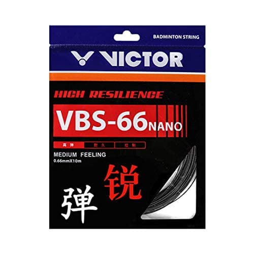 VBS-66N High Resilience (0.66mm x 10mm) Medium Feeling Badminton String Available in 6 Different Color (Pack of 2) (Black)