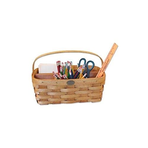 Peterboro Baskets Handy Countertop Desk Condiment Organizer Caddy Storage Wood Basket - Honey Finish