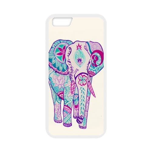 Hand Painted Animal Cartoon Series Cute Elephant Color Design Popular Coral Custom Luxury Cover Case For Iphone 6 Plus (5.5inch)(White) with Best Silicon Rubber ALL MY DREAMS