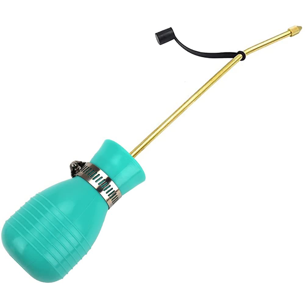 Powder Duster, Large Diatomaceous Earth Bulb Duster Applicator with Long Copper Tube Garden Puffer Duster for Multi Purpose Indoor and Outdoor Use (Green)