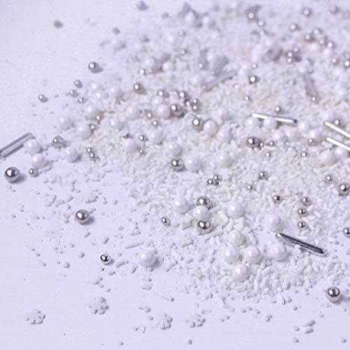 Winter Wonderland Sprinkles Mix| Christmas Valentine’s day Wedding Cake Cupcake Cookie Sprinkles| Ice Cream Candy Decorating Sprinkles Toppers| White Edible Silver Dragees Colorful Sprinkles, 4OZ