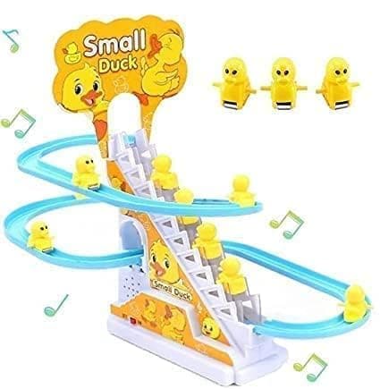 Duck Track Toys for Kids - Small Duck Stair Climbing Toys for Kids, Escalator Toy with Lights and Music - 3 Duck Included (Duck Track Slide) (Penguin)