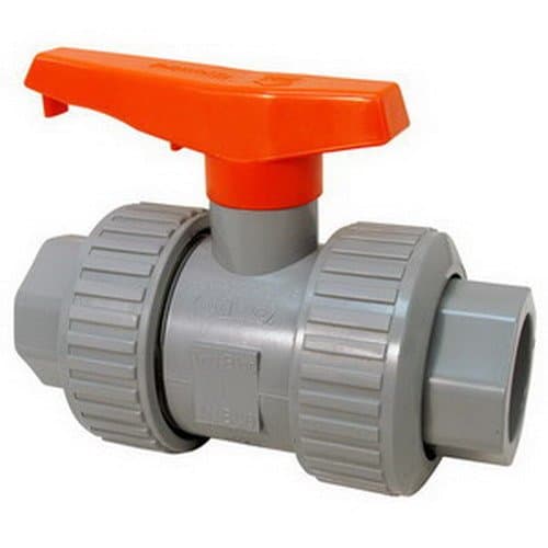 NIBCOChemtrol Tru-Bloc U51TB-V CPVC True Union Ball Valve With Orange Handle, 1-1/4"