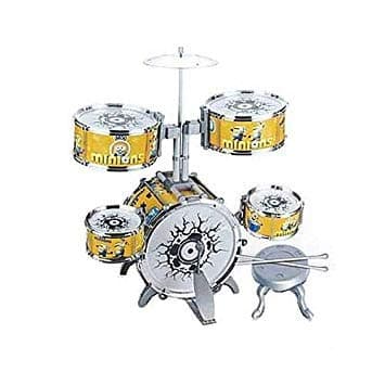 EMONO Jazz Drum Set PERSCUSSION with 5 Drums, A Chair, Two Sticks, and CYMBAL. for Kids Boys and Girls. Great Sound.