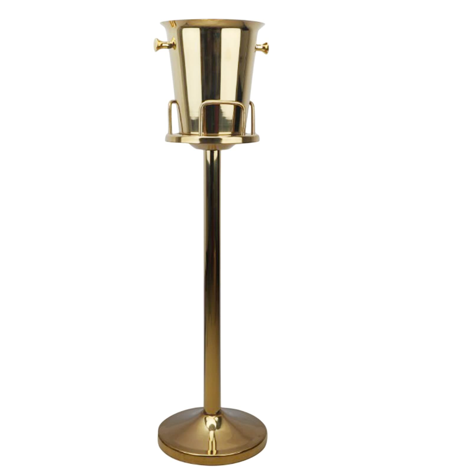 SNKOURIN Ice Bucket with Stand,Stainless Steel Vertical Champagne Bucket,Gold Ice Bucket On Stand For Wine Champagne Beer KTV Club Bar Party