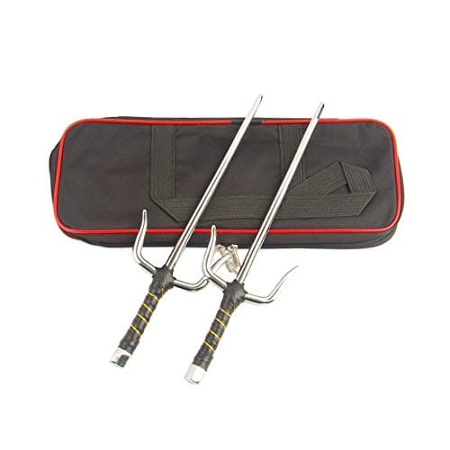 Octagon Metal Martial Arts Sai Multi Size (Black & Silver) (Silver, 15" & Case)