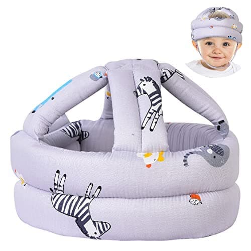 Baby Head Protector for Crawling,Infant Safety Helmet & Walking Baby Helmet,for Age 6-36 Months, Grey Zoo(1pc)
