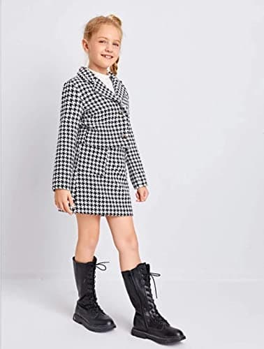 BLOOD PANTHER Kid Girl's Cotton Blend Printed Lightweight Sleeveless T-Shirt with Full Sleeve Blazer & Skirt Stylish 3-Piece Set Pull-Up Design for Casual & All Season Modern Indian-Western Blend