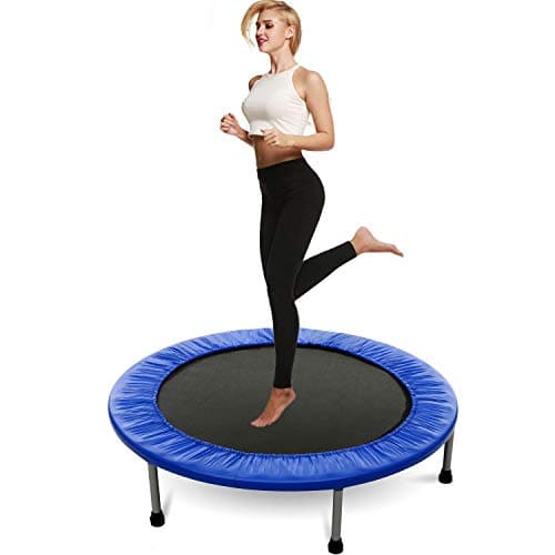 Balanu 40 Inch Mini Exercise Trampoline for Adults or Kids - Indoor Fitness Rebounder Trampoline with Safety Pad | Max. Load 220LBS (Blue-40In-Foldable Once)