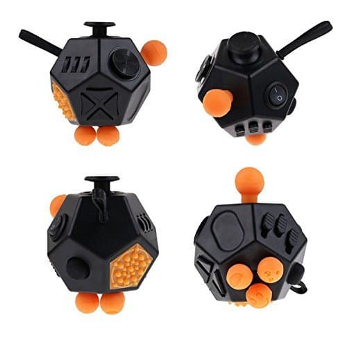 Capsloc Fidget Cube Dodecagon 12 Sided - Fidget Toy Relieves Stress and Anxiety for Children and Adults Anxiety Attention Click Toy - Black