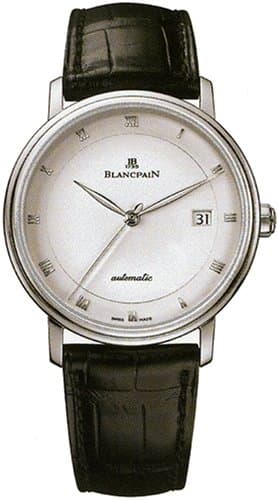 Blancpain Villeret Ultra-Slim Mens Black Strap White Dial Stainless Steel Automatic Watch 6223-1127-55
