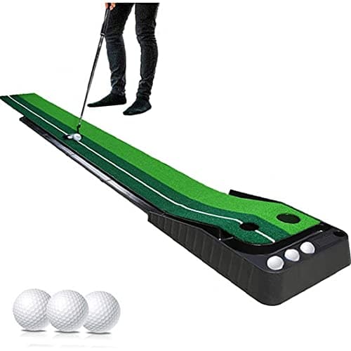 Indoor Golf Putting Green - Portable Mat with Auto Ball Return Function - Mini Golf Practice Training Aid, Game and Gift for Home, Office, Outdoor Use