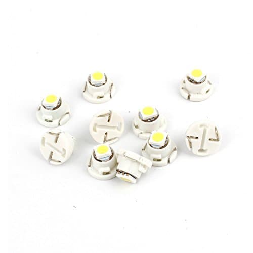 Water & Wood 10 Pcs T4.7 SMD 5050 LED White Dashboard Dash Indicator Light Internal with Car Cleaning Cloth