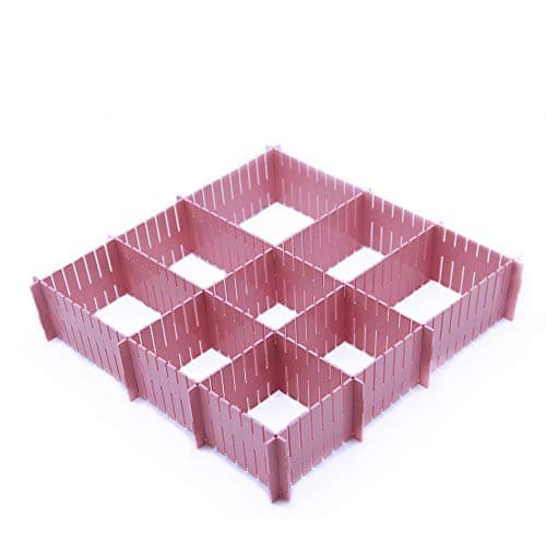 DIY Drawer Dividers 8 Packs Dresser Kitchen Office Organizer Accessories Underwear Tools Utensil Plastic Storage (Pink)