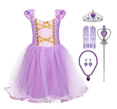 Princess Mermaid Dress Costume for Baby Toddler Girl with Accessories (6, Rapunzel with Accessories)