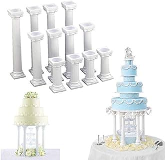 12Pcs 3 Size Roman Column Cake Tiered Stands, Fondant Cakes Tier Separator Support Stand, Multilayer Wedding Cake Decoration Support Tool Sets