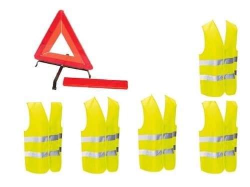 Car Kit sécurite: 1 Triangle + 5 EN471 Yellow Vests