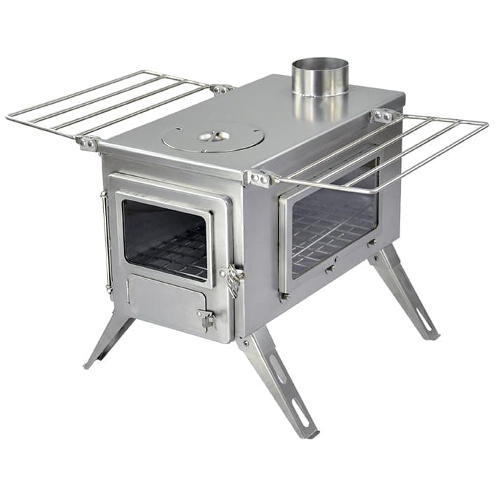 Winnerwell Nomad View Large Tent Stove | Portable Wood BurningStove for Tents, Shelters, and Camping | 1500 Cubic Inch Firebox |Precision Stainless Steel Construction | Includes Chimney Pipe