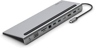 USB C Hub, 11-in-1 Multi-Port Laptop Dock with 4K HDMI, DP, VGA, USB C Docking Station with 100W Power Delivery, USB A, Gigabit Ethernet, SD, MicroSD, 3.5mm Port For MacBook Pro, Air and More