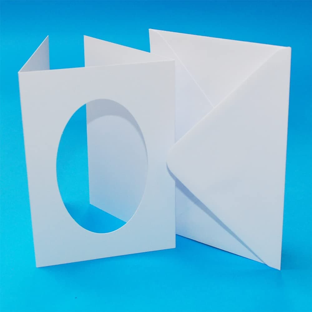 A6 3 FOLD White Oval Aperture Card Pack