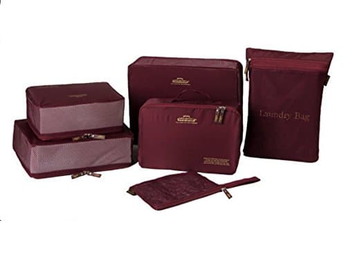 Japan Style Packing Cubes by Xibo, 6 Piece Packing Set - Travel Accessories Organizers Travel Cubes Packing Bags