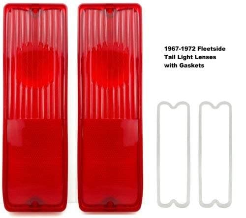 Pair 67-72 Chevy Truck Fleetside Tail Light Lamp Lenses C/K with Gaskets