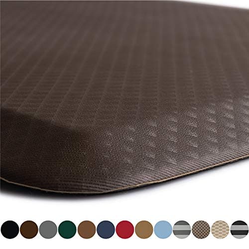 KANGAROO 3/4" Thick Superior Comfort, Relieves Pressure, All Day Ergonomic Stain Resistant Floor Rug Anti Fatigue Cushion Mat, Durable Standing Desk, Foam Pad Mats Kitchen, Office, 60x20, Brown