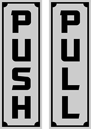 Stylish Push Pull Door Entrance Exit Signs Domed (Chrome) Indoor/Outdoor, Self Adhesive, Great For Home Or Business, Schools, Retail Stores, Shops, Studios, Banks