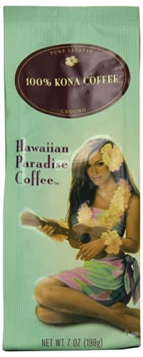 Hawaiian Paradise Coffee 100% Kona Ground Coffee, 7 Ounce
