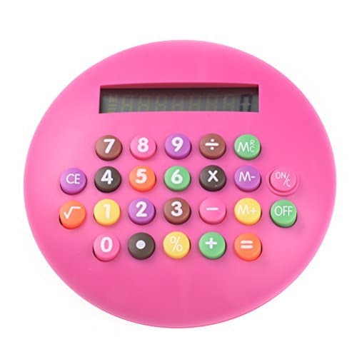 ChezMax Round Shape Colorful Buttons 8 Digits LCD Display Calculator Portable Mini Desktop Calculator Purple