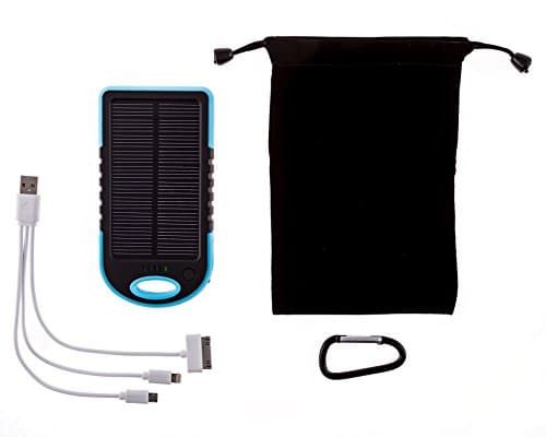 eConecTec (TM) Solar Phone Charger for USB Devices Including Smartphones,iPads iPods,etc 5000mA/H Solar Panel/Dual Hidden Ports,LED Lamp and Pouch
