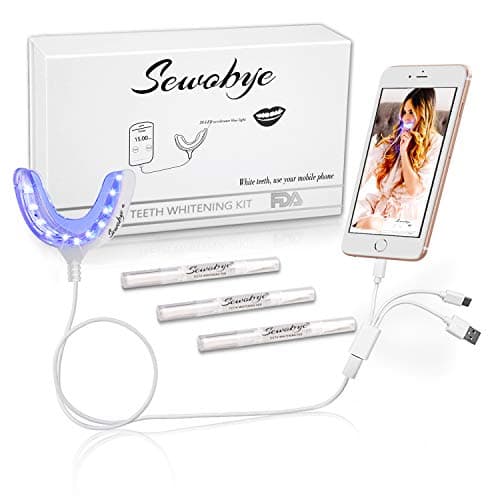 Teeth Whitening Kit, Teeth System by 20 LED Light Technology, with 3 Professional Gel Pen, Carrying Bag, 3-in-1 Cable, Shade Guide - Whitens Teeth Just 15 Minutes