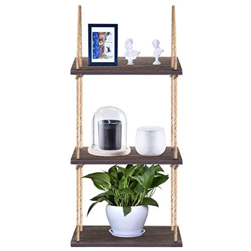 Yankario Rustic Wall Hanging Floating Shelf, 3 Tier Decorative Shelving Unit for Storage and Décor in Living Room, Bathroom, Kitchen and More