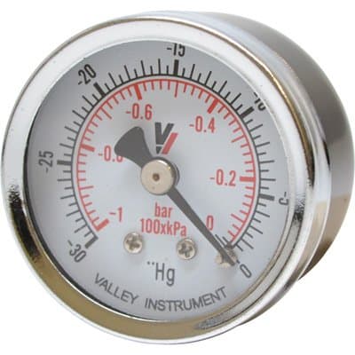 Valley Instrument Grade B Back Mount 1.5in. Dry Gauge - Vacuum