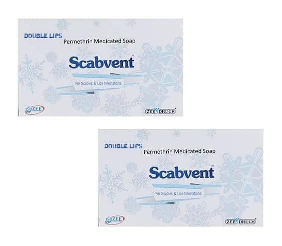 Double Lips Scabvent Medicated Soap 75G (Pack Of 2) For Scabies & Lice Infestations