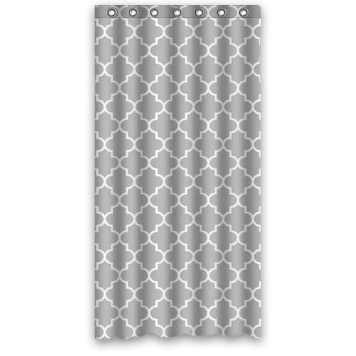 Gray White Moroccan Trellis Shower Curtain,Latticework Shower Curtain Polyester Fabric Waterproof 36" x 72"