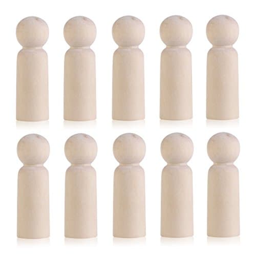 Elegantday Natural Wooden Peg Doll Bodies Unfinished Plain Blank Decorative (Men/Boys,10pcs)