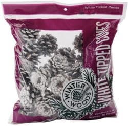 Winter Woods White Tipped Red Pine Cones 7 Ounces Pack (3-Pack)