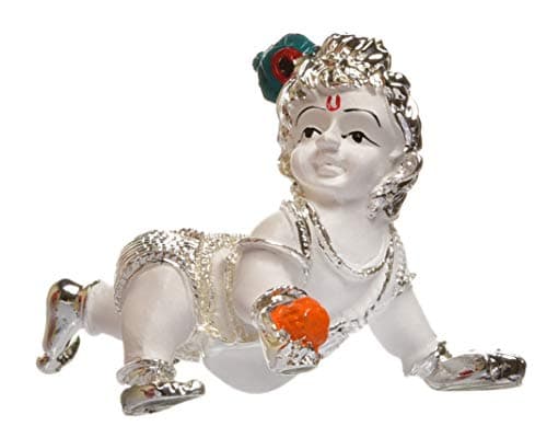 India Silver Plated Bal Krishna Showpiece