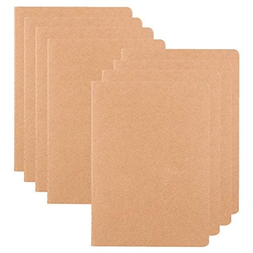 XYark Notebooks/Journals Bulk of 8, Soft Kraft Cover Memo Notepads Diary Subject Notebooks Planner with Lined Paper, College Ruled, 30 Sheets/60 Pages, 8.3x5.5 inch, A5 Size, Travel Journal Set