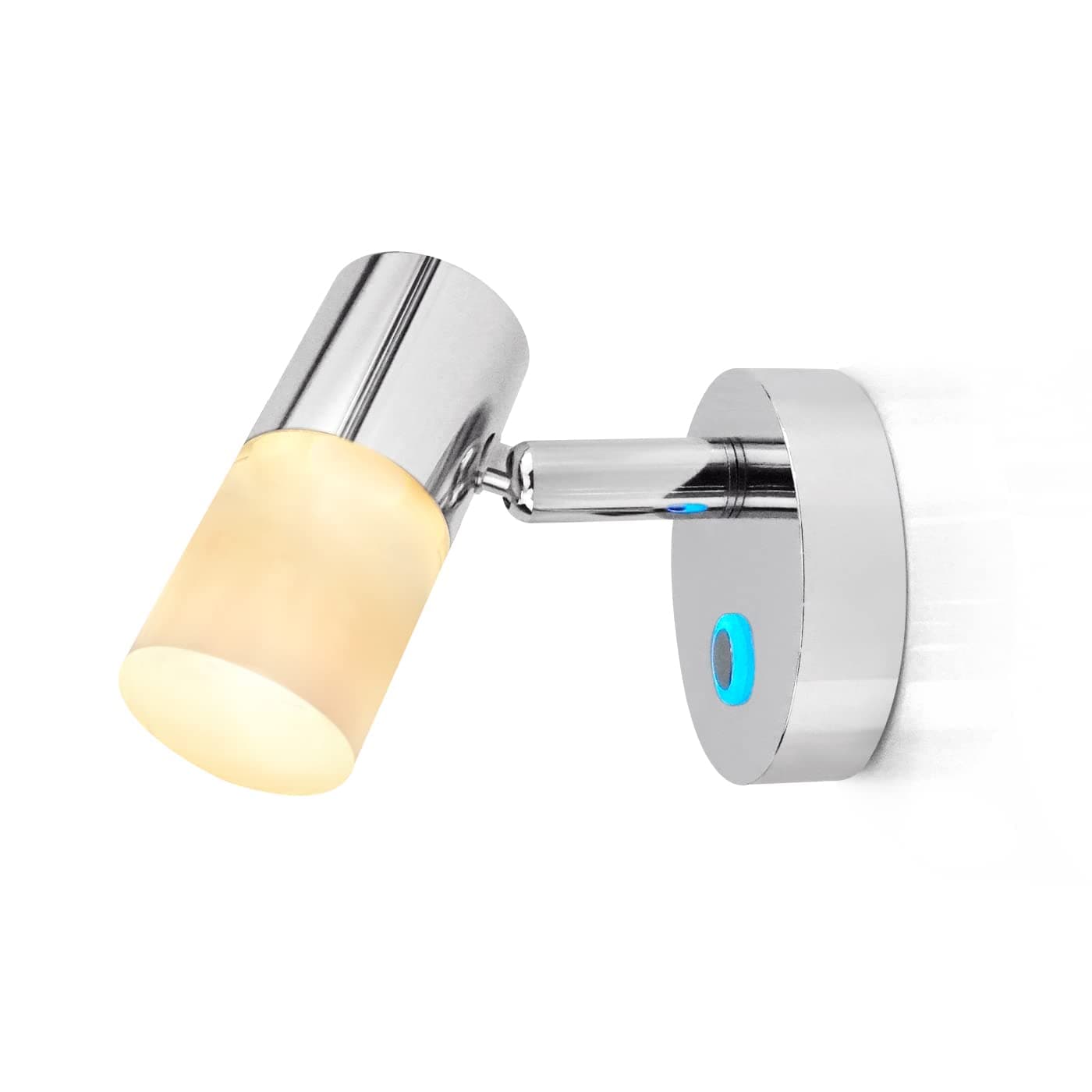 12V Flexible Reading Light Warm White - Polished Chrome Acrylic LED with Dimmer Touch, Small Blue Night Decor Lights, as Interior Bedside Book Light for RV Automotive Trailer Boat Lighting, Pack of 1