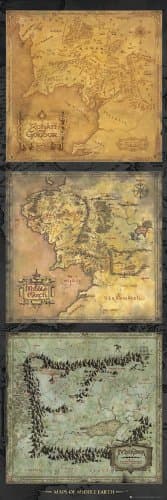 GB eye LTD, Lord of The Rings, Maps of Middle-Earth, Door Poster, 53 x 158 cm, Wood, Multi-Colour