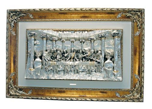 Last Supper Wall Decor Frame Italian Wood and Silver Art